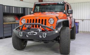 Jeep Wrangler Unlimited JKU Front Bumper - Fishbone Offroad - Full Width Winch - Black Powdercoat - `07-`18